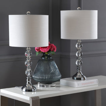 Paul 26" Crystal/Metal LED Table Lamp - JONATHAN Y